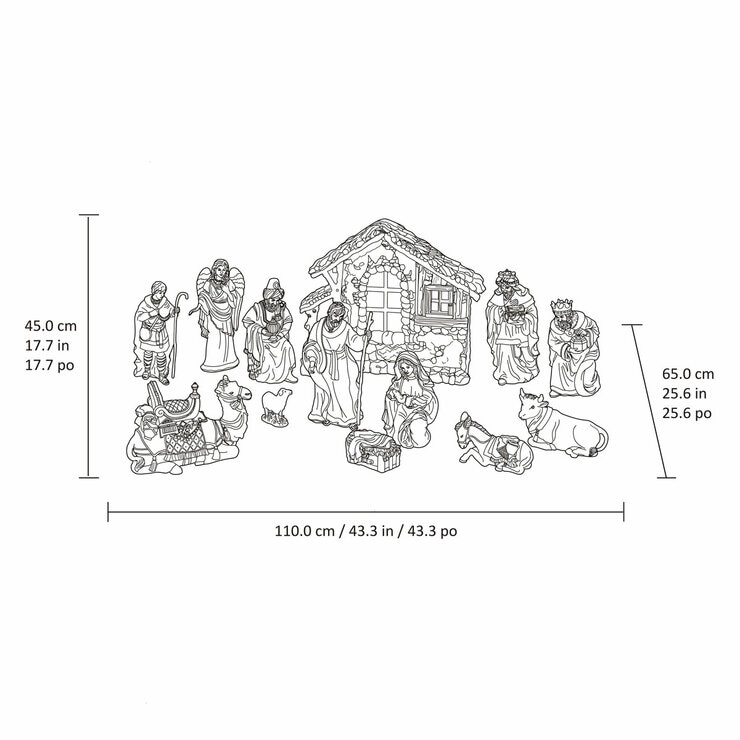 Kirkland Signature Hand Painted Nativity -14 Piece Set