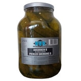 Glass jar of gherkins