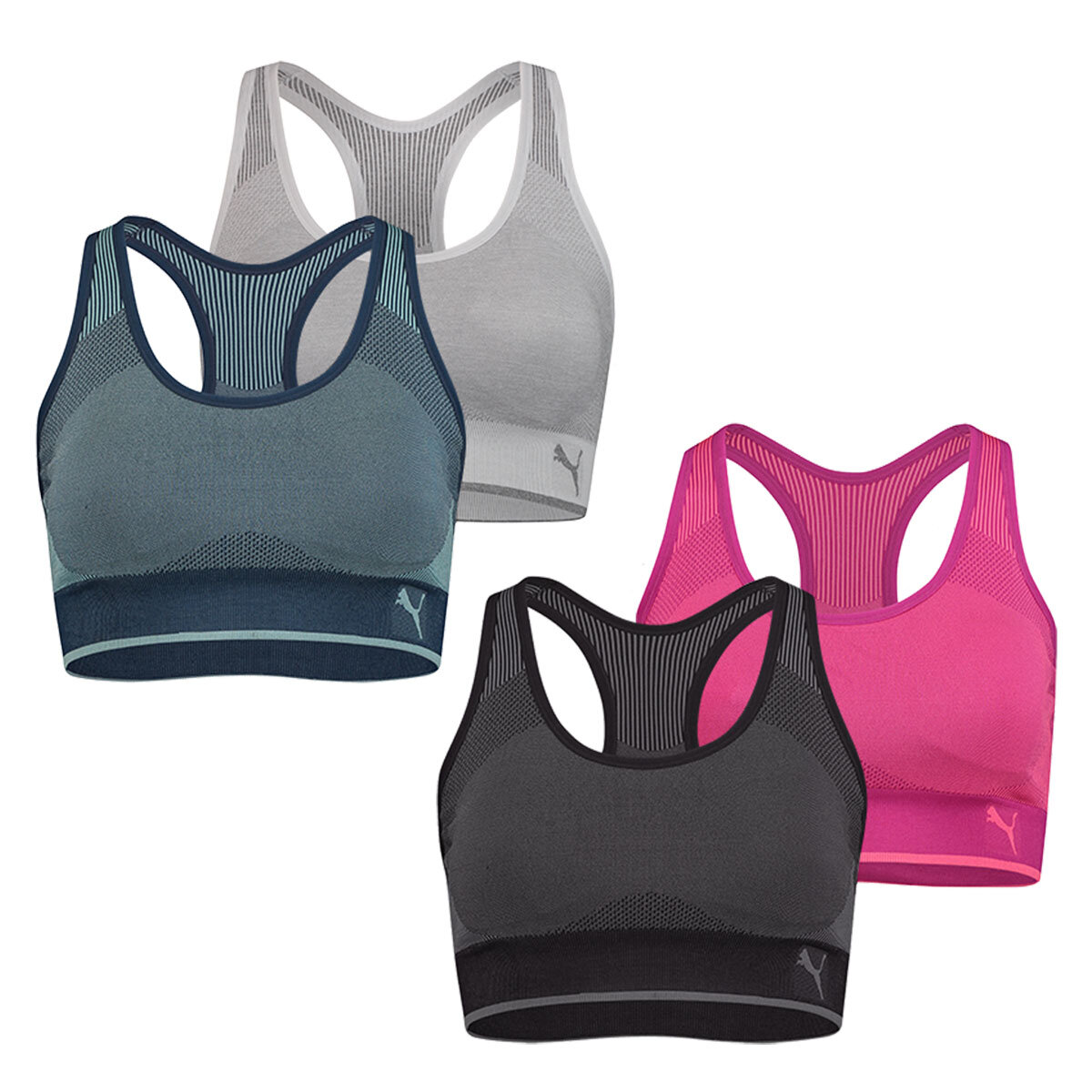 Puma Seamless Sports Bra, 2 Pack in 2 Colours and 4 sizes