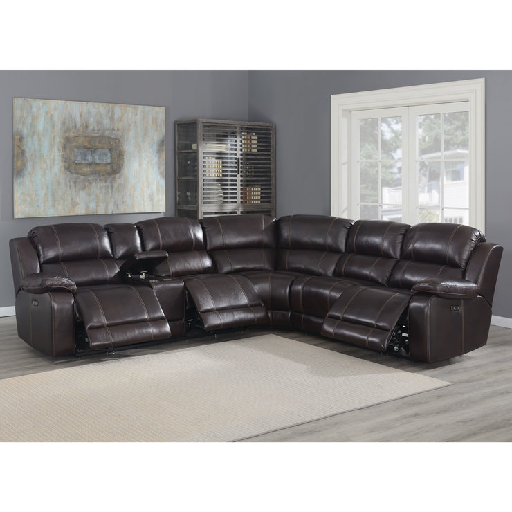 Pulaski Dunhill Brown Leather Power Reclining Sectional Sofa Costco UK