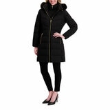 Halston Ladies Hooded Walker Coat in Black