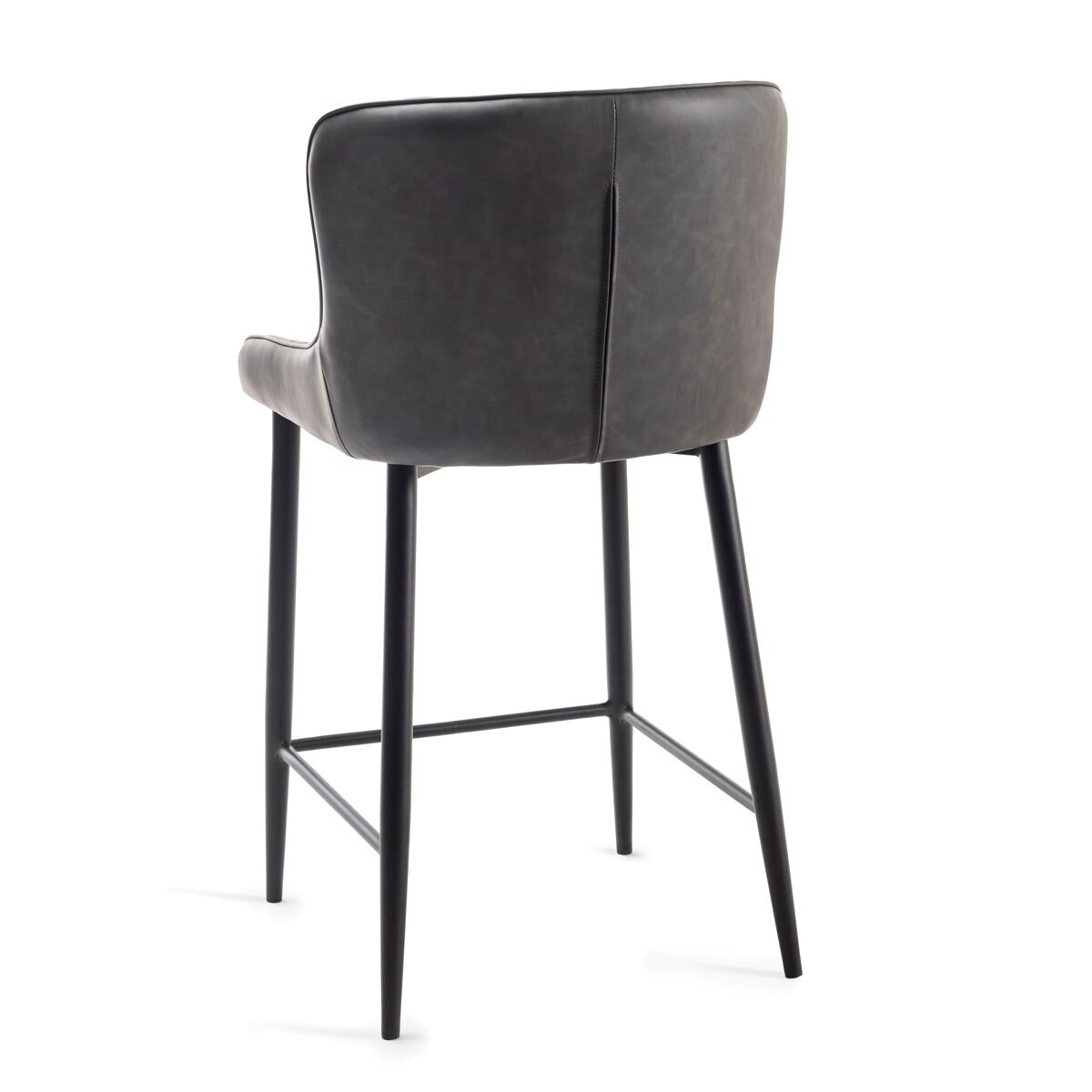 Bentley Designs Grey Faux Leather Diamond Stitch Bar Stool, 2 Pack