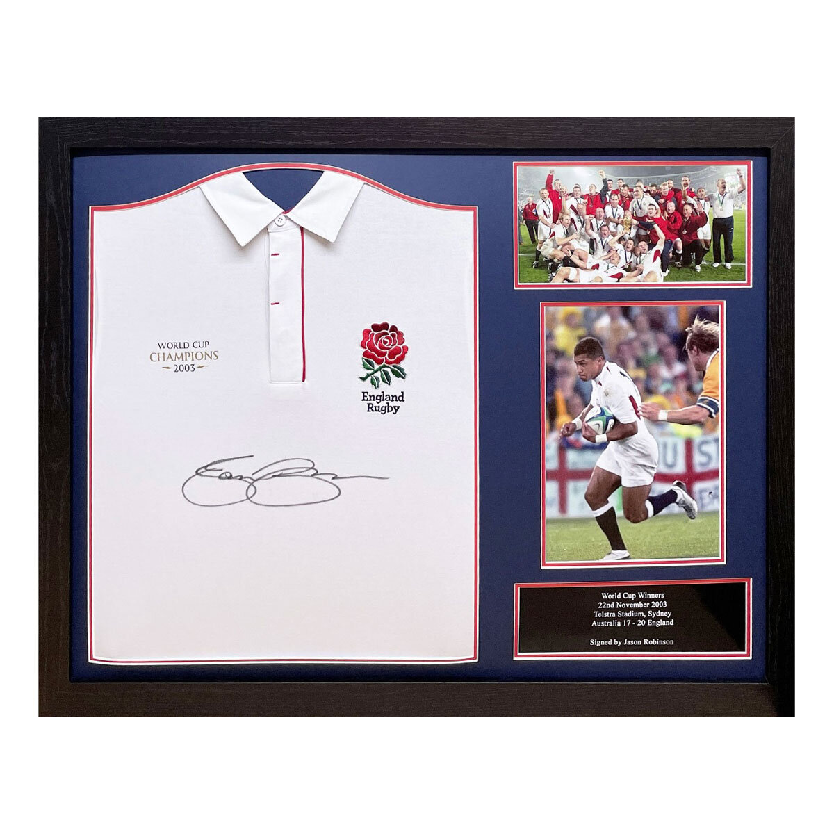 Jason Robinson Signed Framed England Rugby Shirt