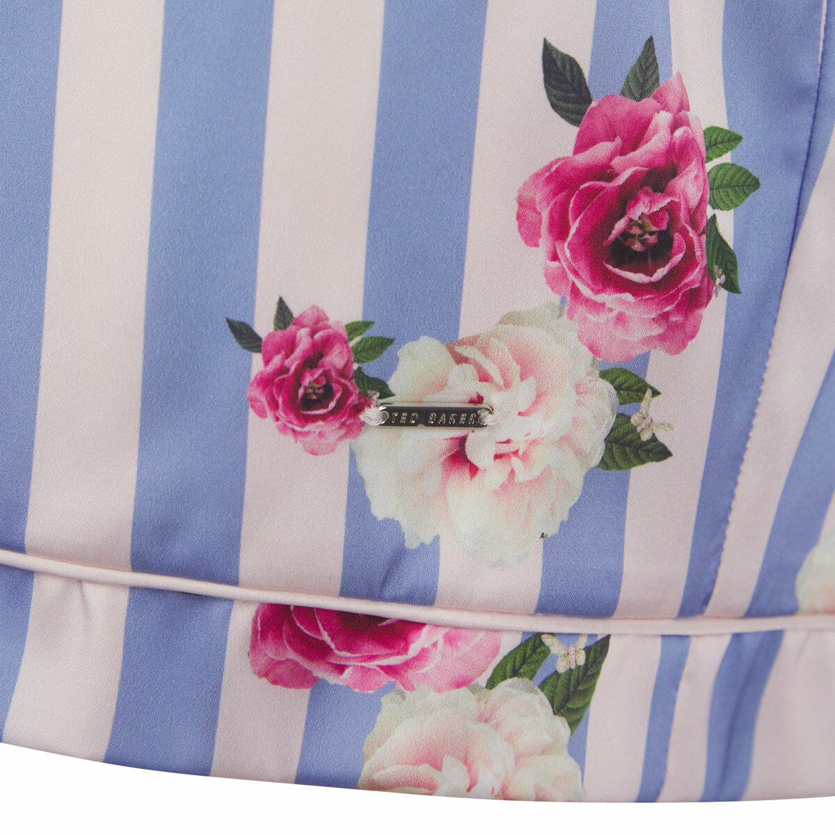 Ted Baker Ladies Satin 2 Piece PJ Set in Light Blue & White