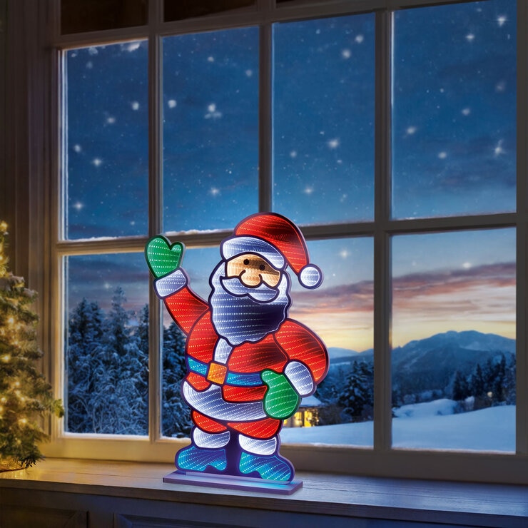 Premier 60cm Freestanding Infinity Mirror Waving Santa