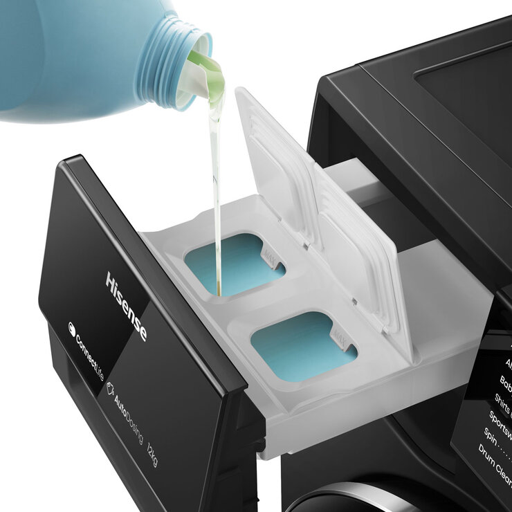 Hisense WF5S1245BB, 12kg, 1400rpm, Washing Machine A Rating in Black