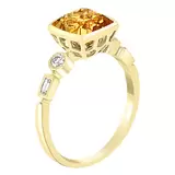 Citrine and Diamond Ring , 14ct Yellow Gold