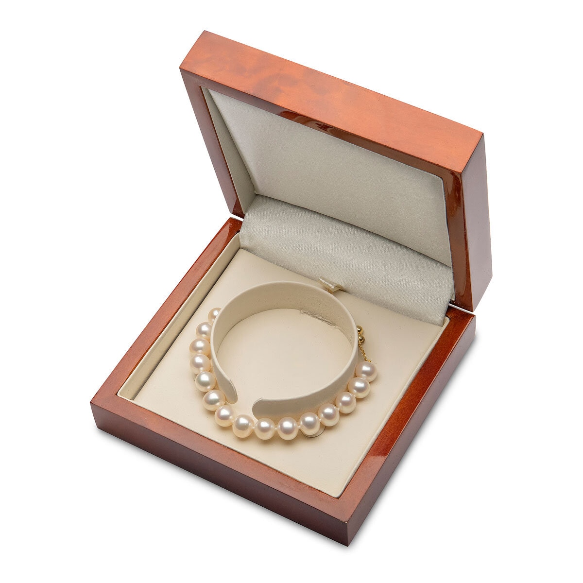 7.5-8mm Cultured Freshwater White Pearl Bolo Bracelet, 18ct Yellow Gold