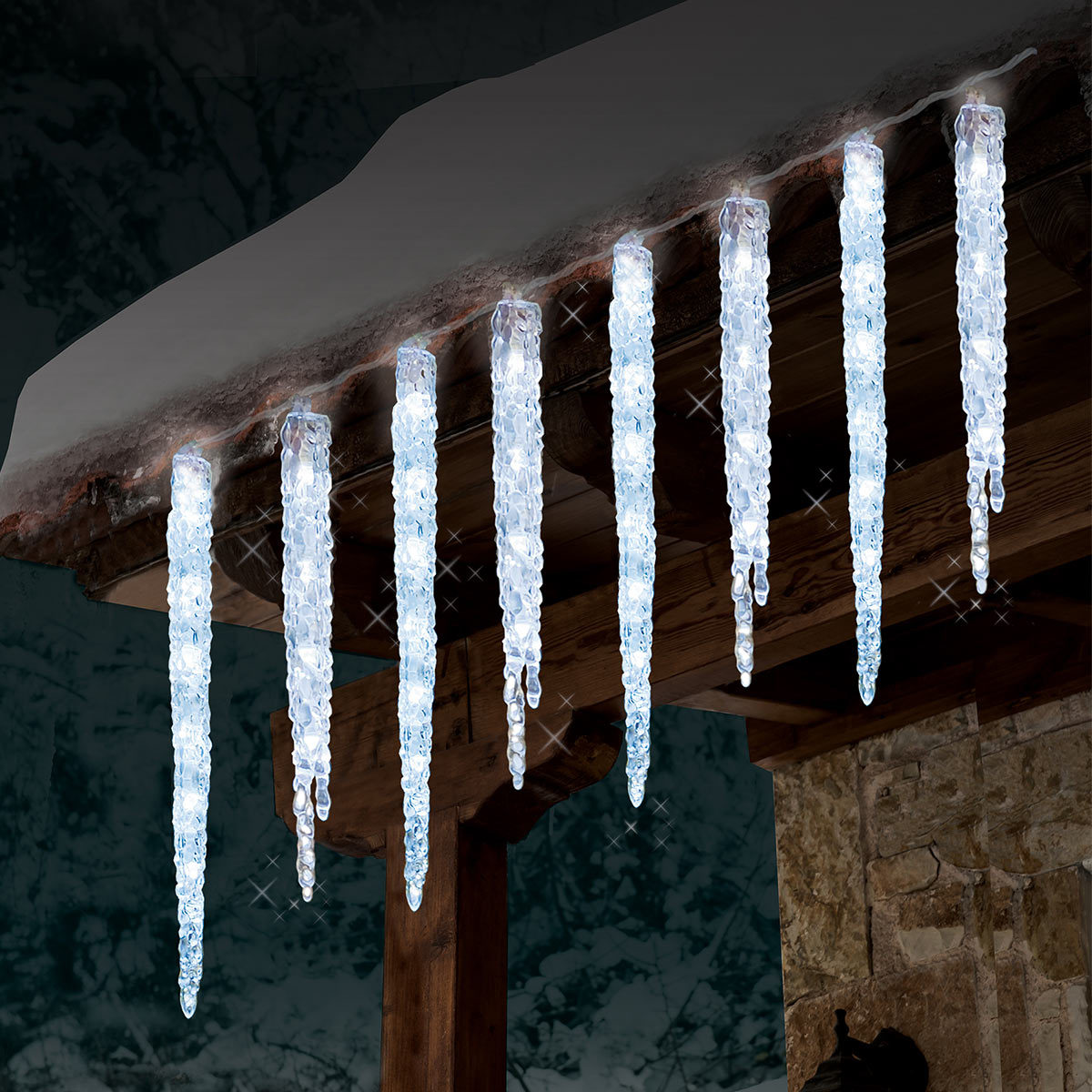 Cascading icicle lights lifestyle image