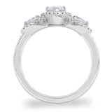 1.03ctw Pear Cut Diamond Halo Trilogy Ring, 18ct White Gold