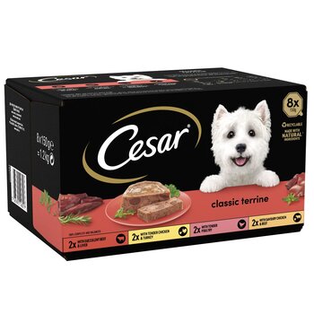 Cesar Classic Terrine Dog Food Variety Pack, 3 x 8 x 150g
