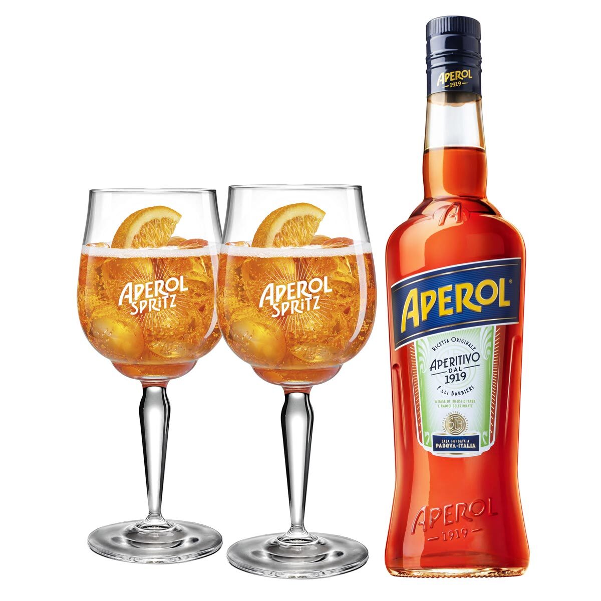 Aperol bottle and glass