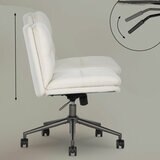 Elle Decor Gracie Criss-Cross Wide Office Chair, Cream