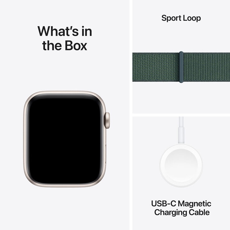 Apple Watch SE GPS, 40mm Starlight Aluminium Case with Lake Green Sport Loop, MXEH3QA/A