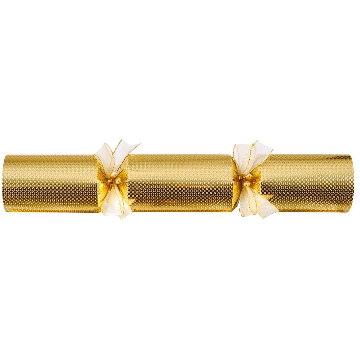 Tom Smith 14 Inch (36 cm) Deluxe Christmas Crackers 8 Pack With Silver Plated Party Favours in Cream and Gold