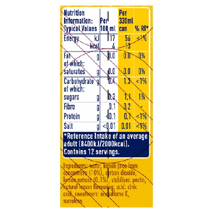 Ingredients and Nutritional Info Lemon