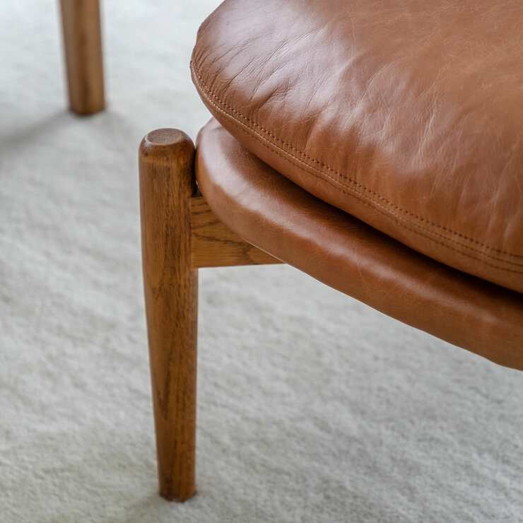 Gallery Datsun Antique Brown Leather Footstool