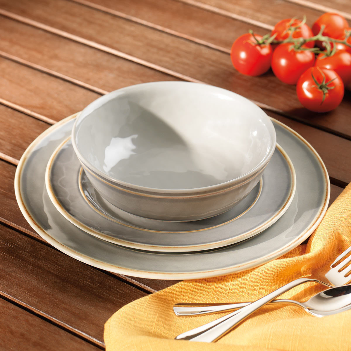Cambria Melamine 12 Piece Dinnerware Set in Grey Costco UK
