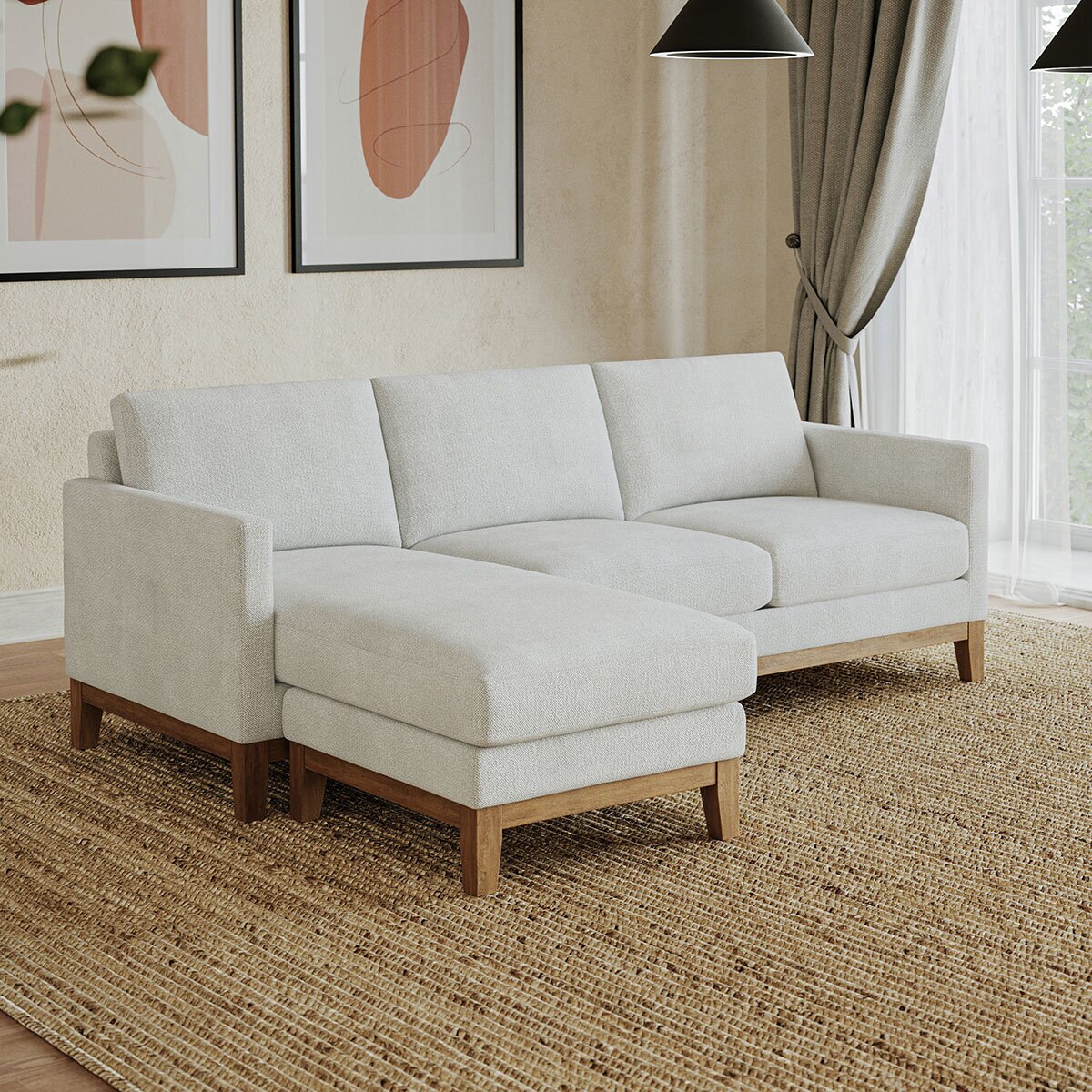 Henredon Murphy Cream Fabric Corner Sofa with Reversible Chaise