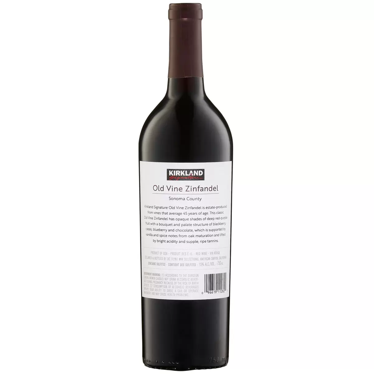 Image of bottle of Kirkland Signature Old Vine Zinfandel