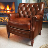 At the helm columbus brown leather armchair