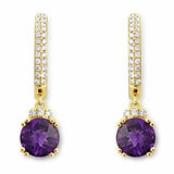 Round Cut Amethyst & 0.24ctw Diamond Earrings, 18ct Yellow Gold Round Cut Amethyst & 0.24ctw Diamond Earrings, 18ct Yellow Gold