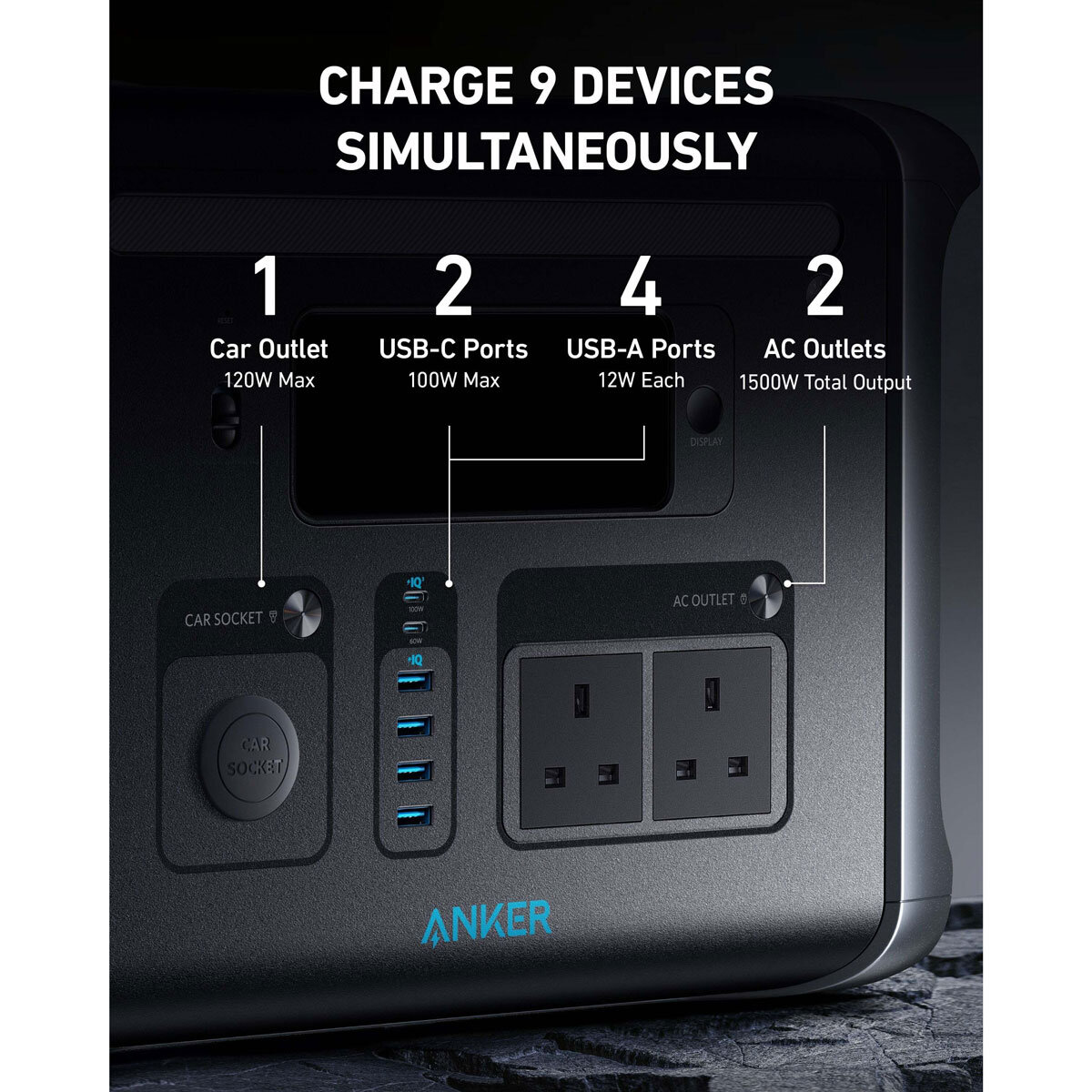 Lifestyle image showing devices that can be charged