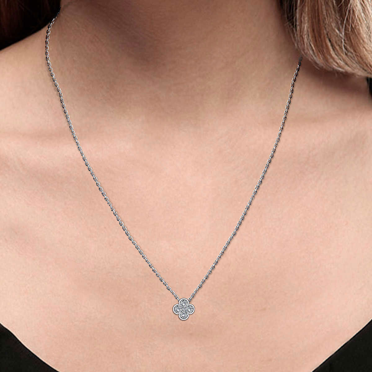 0.50ctw Round Brilliant Cut Diamond Clover Pendant 14ct White Gold