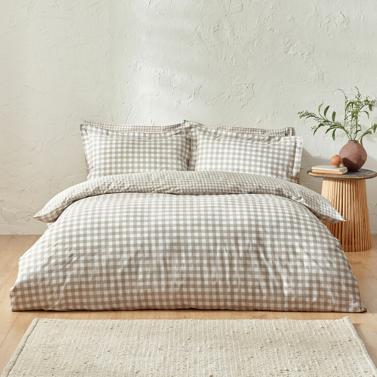Yard Barton 100% Cotton Natural Gingham Duvet Cover Set in 4 Sizes Yard Barton 100% Cotton Natural Gingham Duvet Cover Set in 4 Sizes
