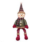20 Inch (50 cm) Christmas Leather-Look Set Of Two Posable Snowman And Moose Shelf Sitters