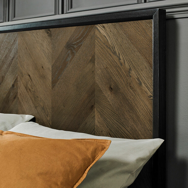 Bentley Designs Sienna Fumed Oak & Peppercorn Bed Frame in 3 Sizes