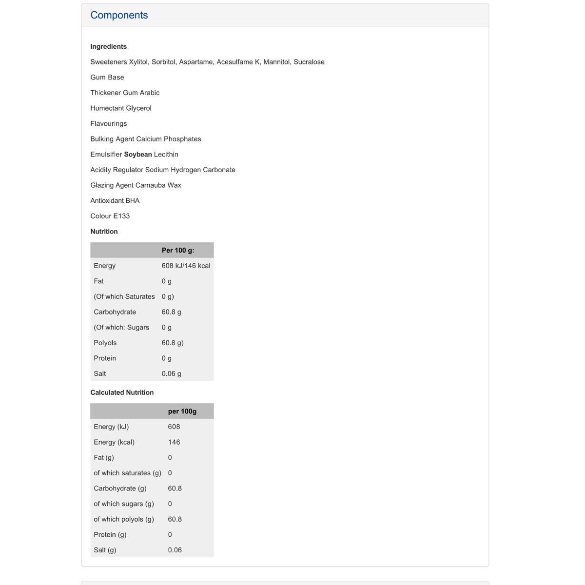 Nutritional Information