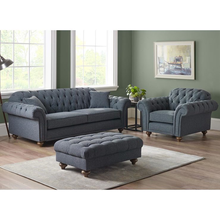 Bordeaux Button Back 4 Seater Fabric Sofa in 2 Colours Costco UK