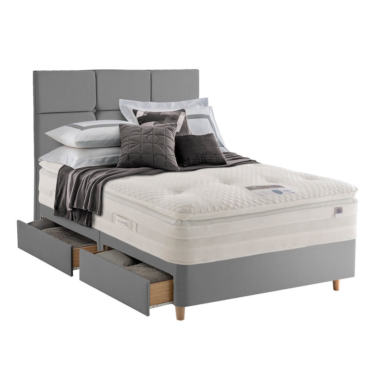 Cut out image of slate divan and headboard with mattress (not included)