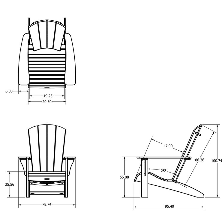 Leisure Line Adirondack Faux Wood Garden Chair in Grey
