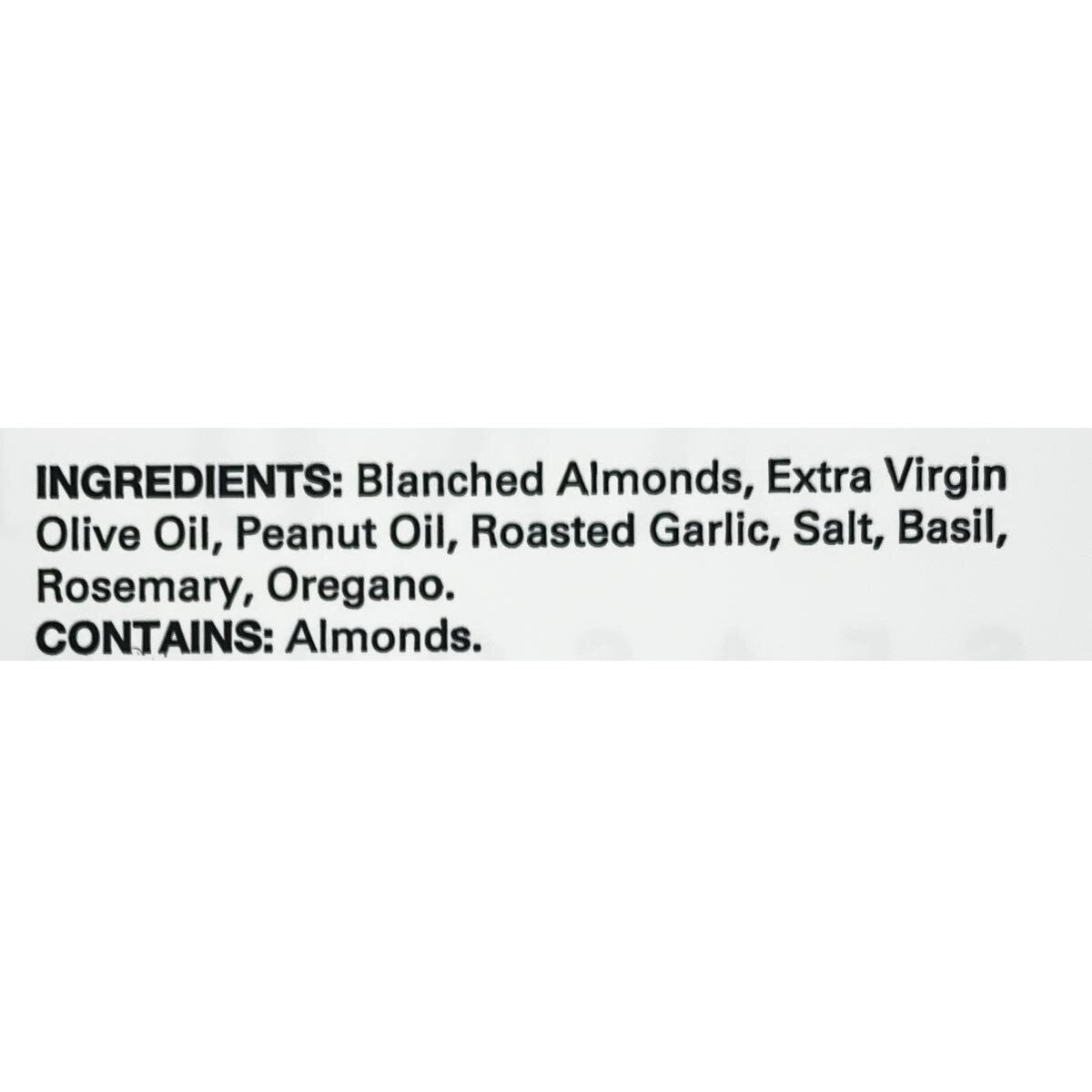 Cut out ingredients list on white background