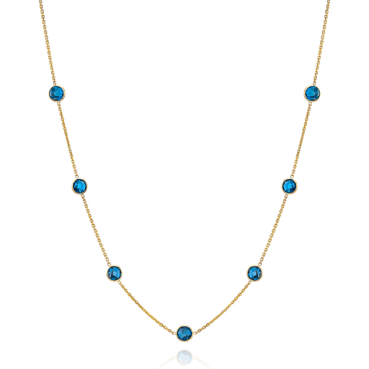 Blue Topaz Necklace, 14k Yellow Gold