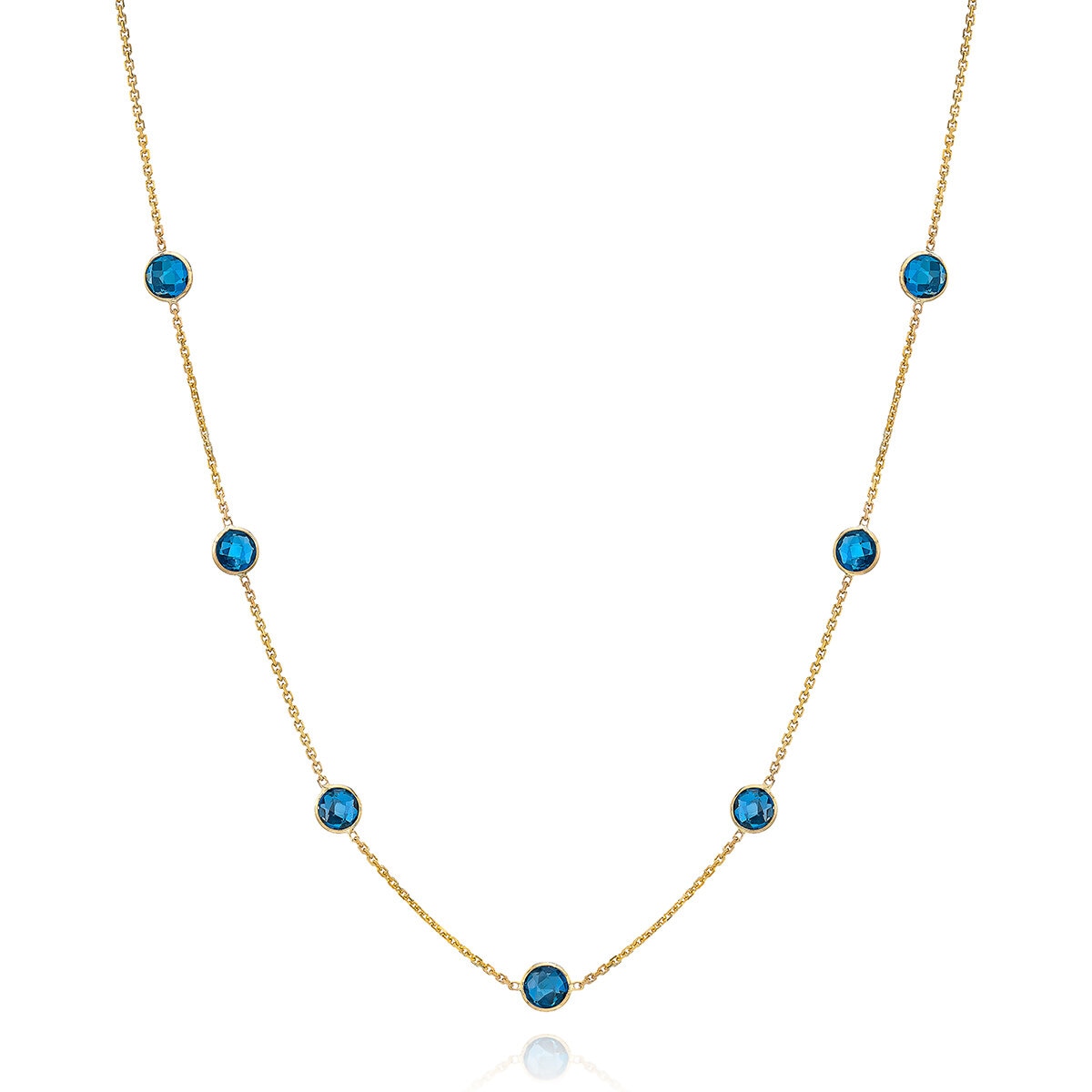 Blue Topaz Necklace, 14k Yellow Gold