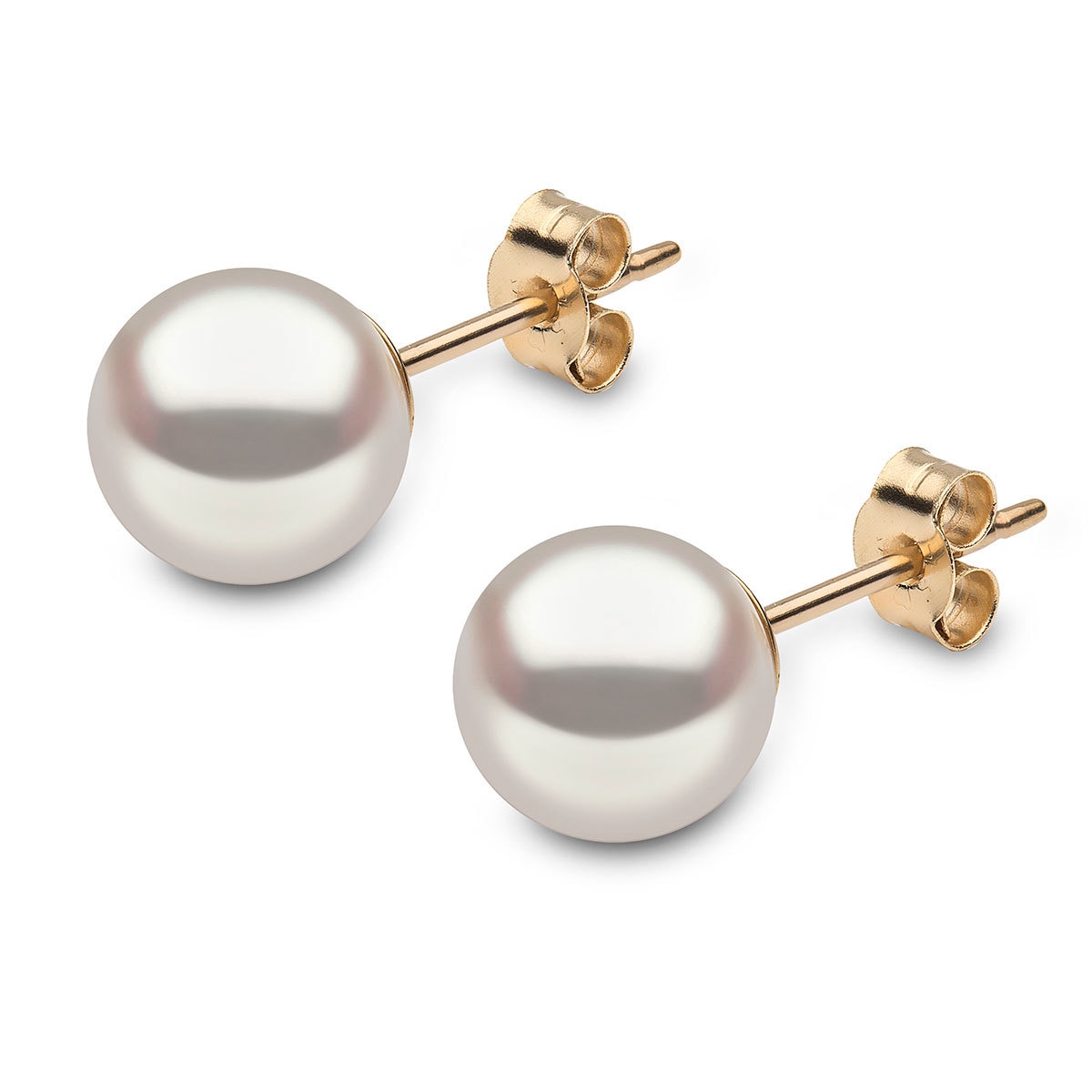 8.5-9mm Cultured Akoya Pearl Stud Earrings, 18ct Yellow Gold