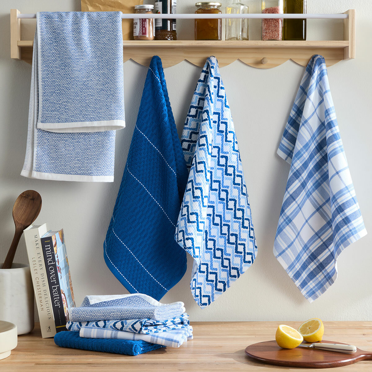Kelly Collection Kitchen Towels 8 Pack, in Blue