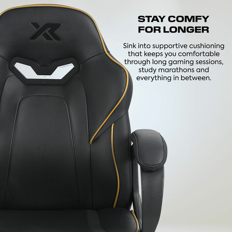 X Rocker Mythos Mid-Back Gaming Chair, Black/Gold