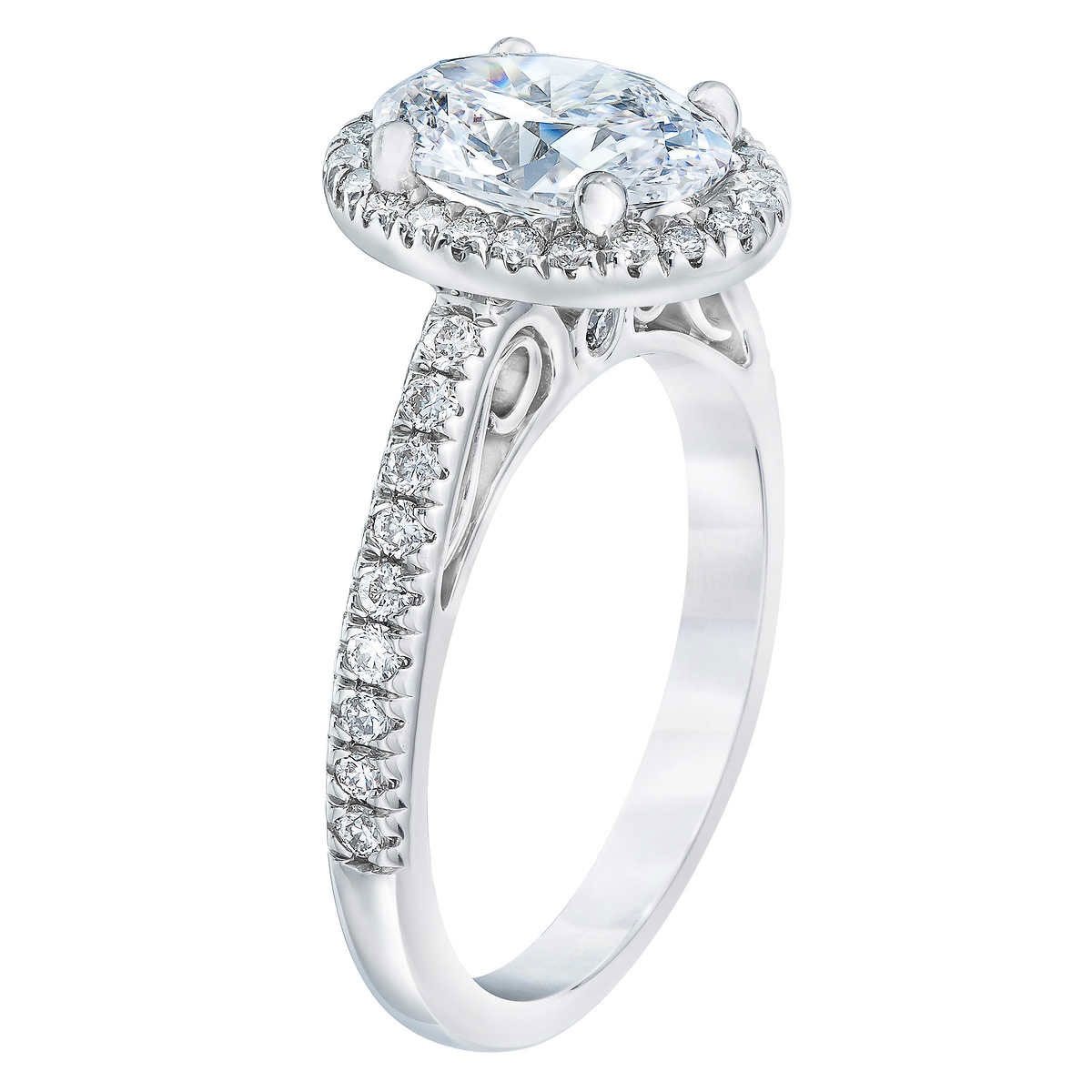 2.53ctw Oval Cut Diamond Halo Wedding Ring, Platinum Costco UK