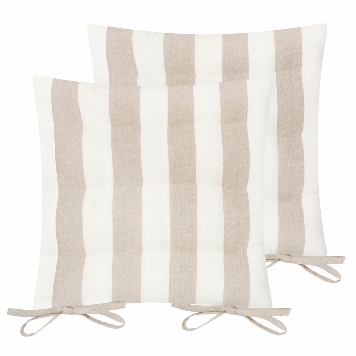 Yard Hayle Beige Striped Indoor Outdoor Seat Pad 2 Pack, 40 x 40 cm