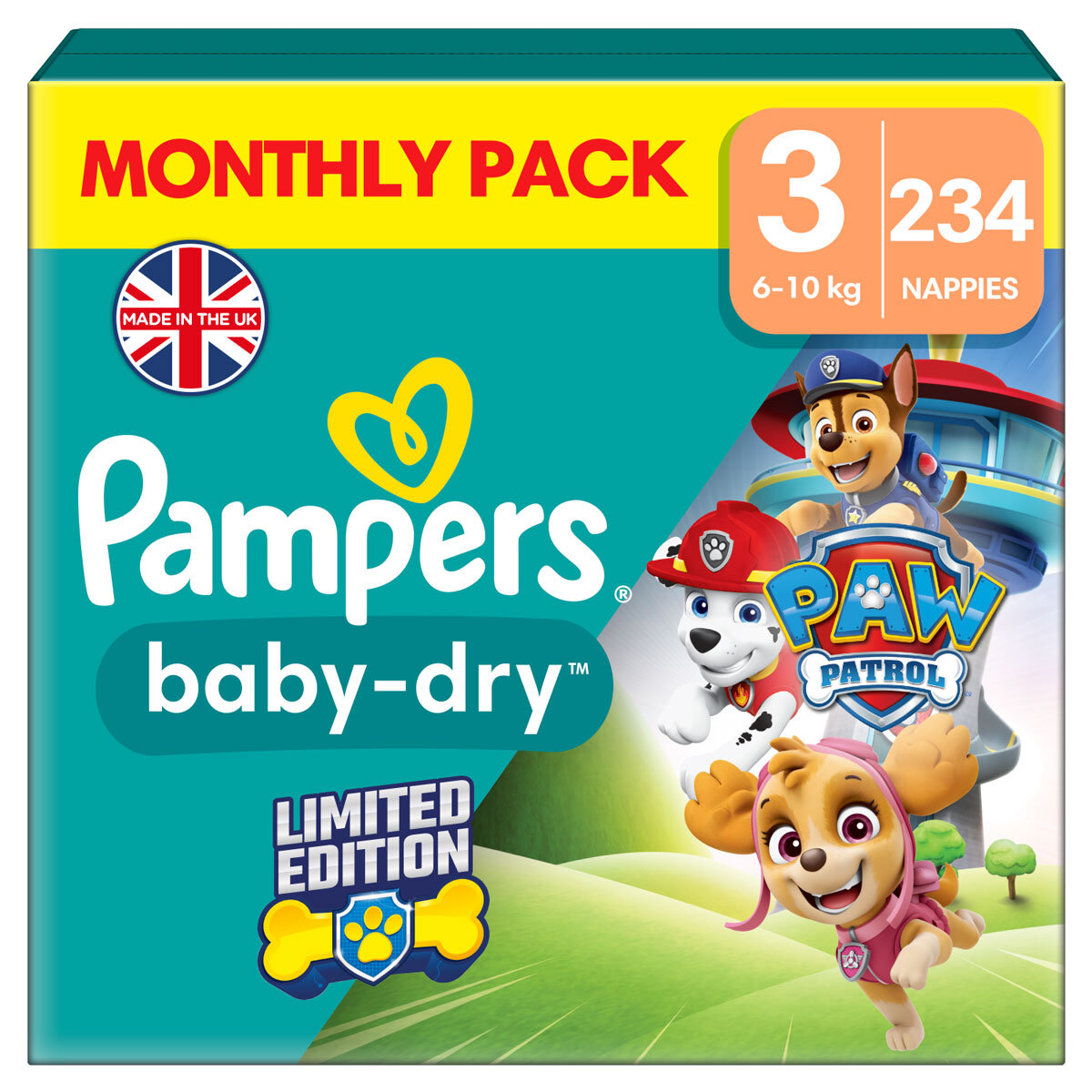 Pampers Paw Patrol Baby Dry Size 3, 234 Pack