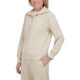 DKNY Ladies Waffle Knit 1/2 Zip in Cream