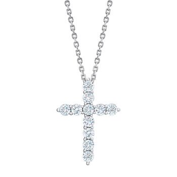 1.00ctw Round Brilliant Cut Diamond Cross Pendant, 14ct White Gold