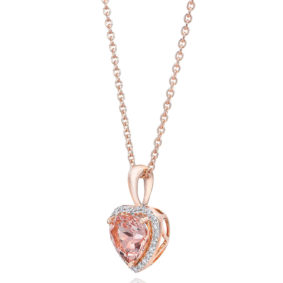 1.50ct Heart Shape and 0.13ctw Diamond Pendant, 14ct Rose