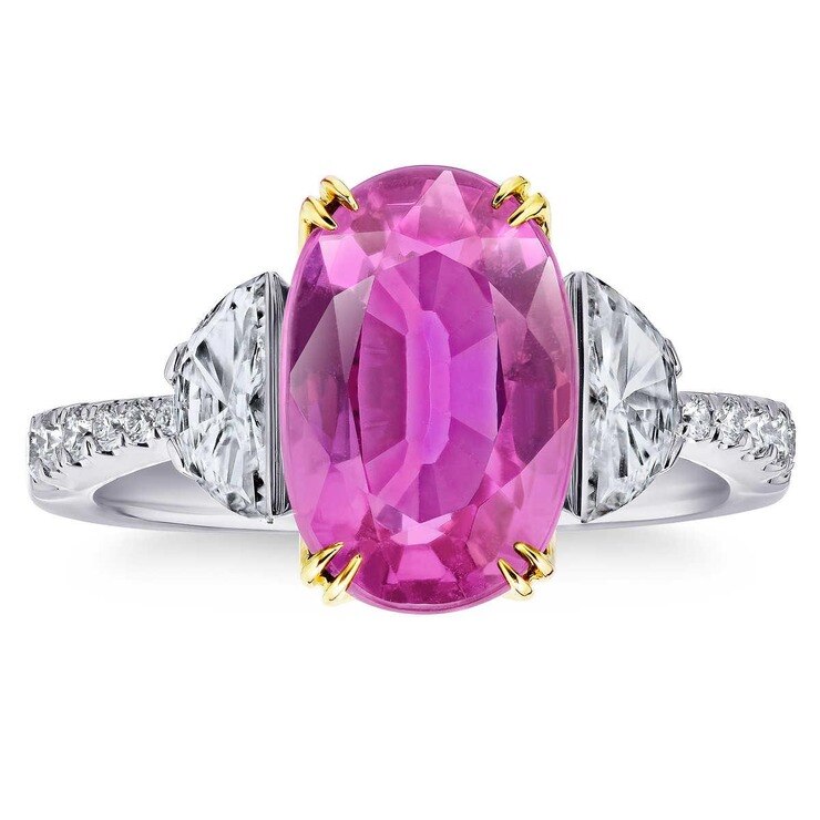 Oval Cut Pink Sapphire and 0.75ctw Diamond Ring, Platinum Costco UK