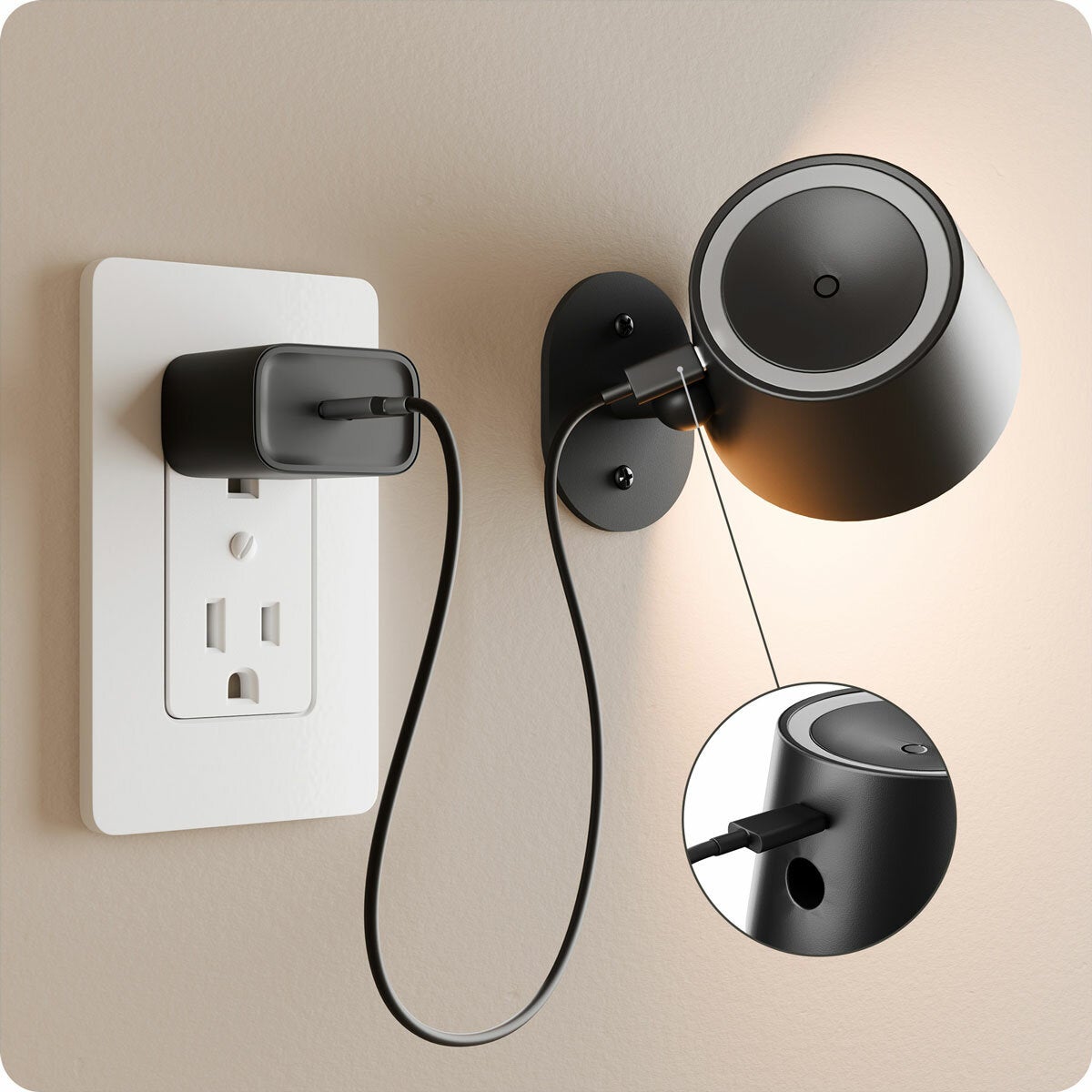 Globe Rechargeable Black Portable Wall Light, 2 Pack - Black Globe Rechargeable Black Portable Wall Light, 2 Pack - Black