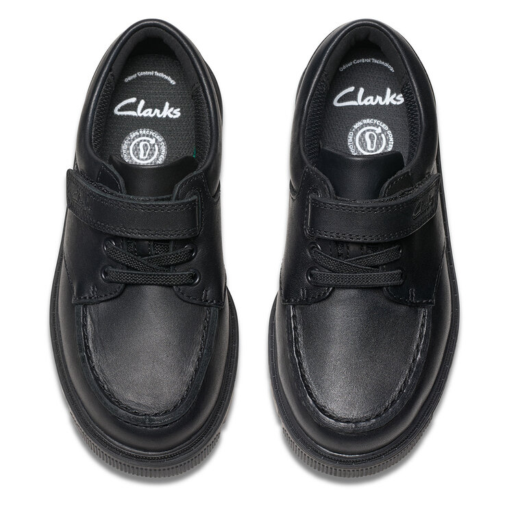 Clarks Kids Lorcam Edge Black Leather Shoes Clarks Kids Lorcam Edge Black Leather Shoes